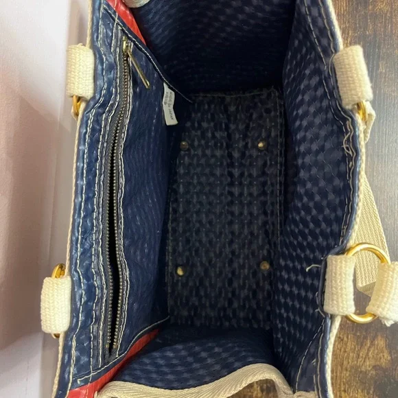 Vintage Colorblock Canvas Tote Bag Red, White, and Blue- Made in Japan - Picture 11 of 11